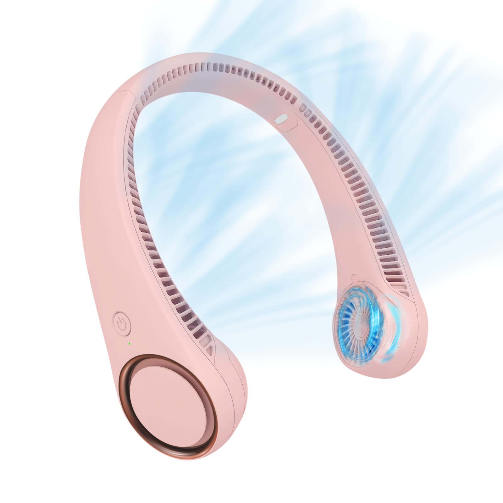 CIVPOWER Neck Fan: Portable Personal Neck Cooling Rechargeable Bladeless Fan - Hands Free 3 Speed 4000 mAh Battery USB Operated Wearable Headphone Design - for Men Women Outdoor Indoor (Pink)