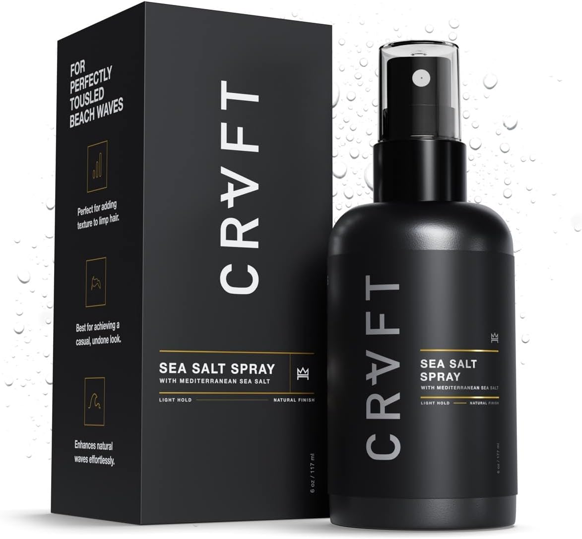 Sea Salt Spray 6oz - Men's Volumizing Lift & Texturizing Light Hold Styling Product - Barber Approved - Natural Beach Matte Finish - Premium Natural Water-Based - Paraben-Free