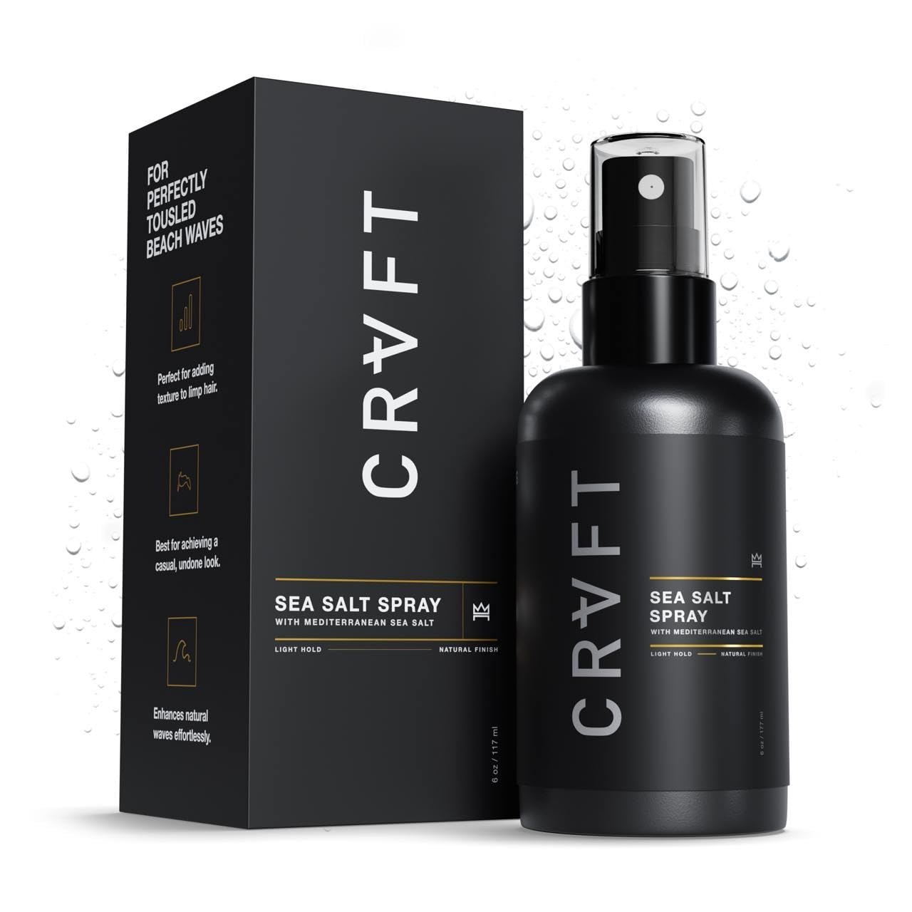CRVFT Sea Salt Spray 6oz Light Hold Natural Finish Add Volume Texture Ideal for All Hair Types Lengths
