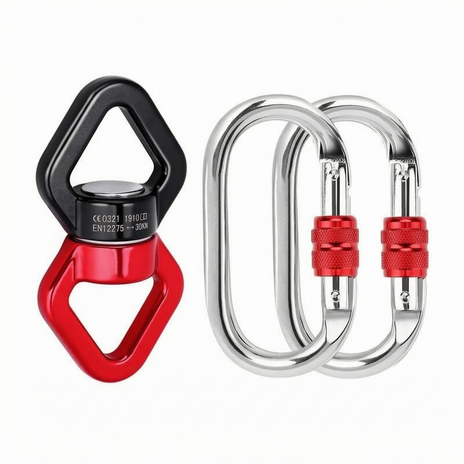 Knurled Rotating Connector Metal Swivel Hook Compact Locking Hook Connector Rounded for Overhead Suspension Exercise Aerial Fitness, Hammocks, Swings, Swivel Carabiner 10 | Sporting Goods-image-45