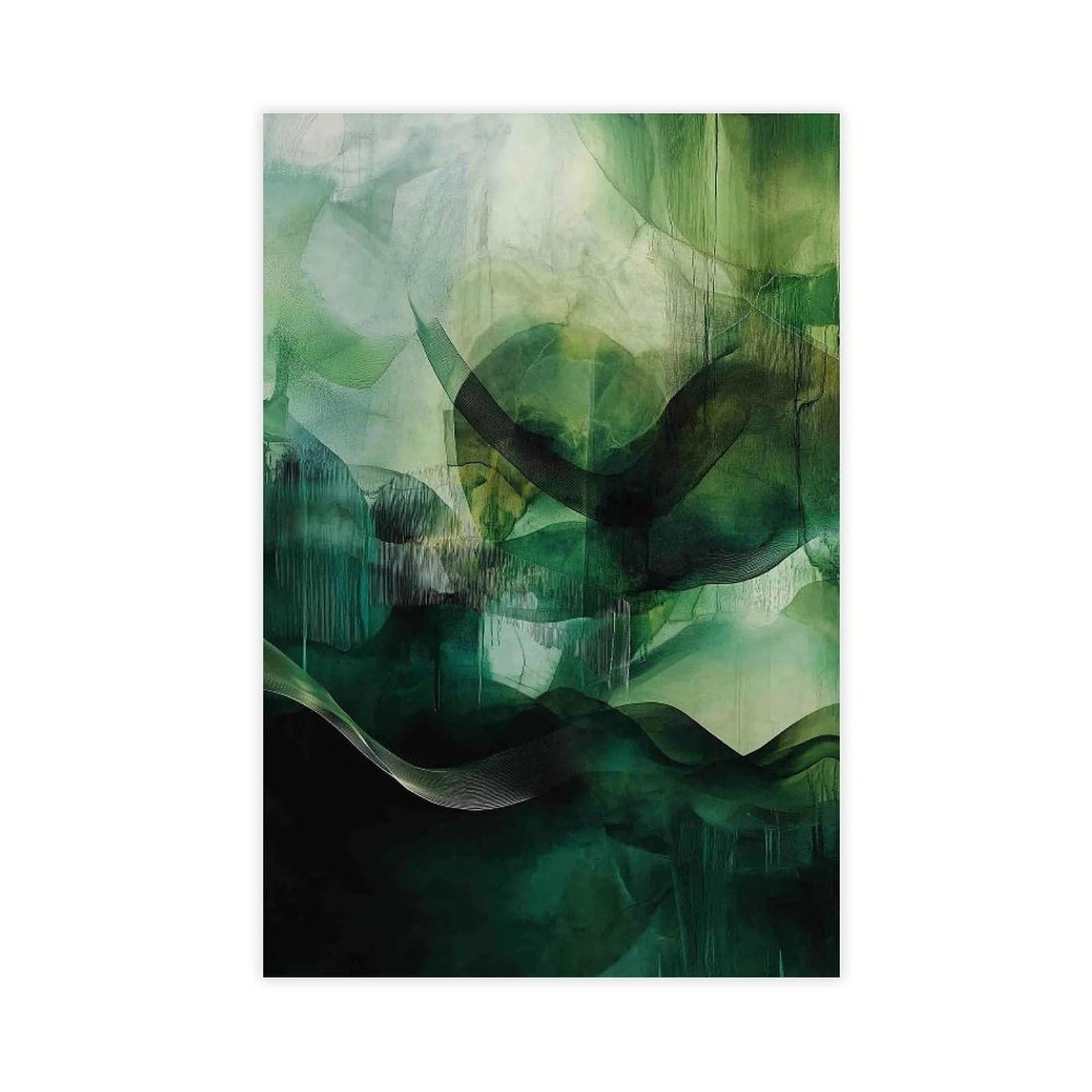 Bareronor Green Abstract Poster Canvas Poster Bedroom Decor Landscape Office Room Decor Gift 20" L X 30" W