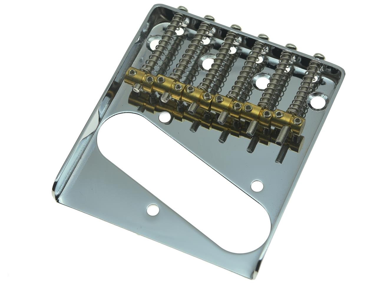 KAISH Chrome Vintage Tele Ashtray Style Electric Guitar Bridge with 6 Brass Saddles Fits TL Electric Guitar - Image 3