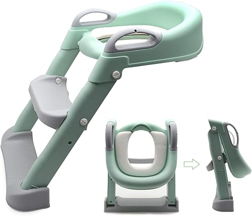 Vista 33 de HTTMT - Escalones infantiles con asiento de bebé para baño, ET-BABY001/002 Verde
