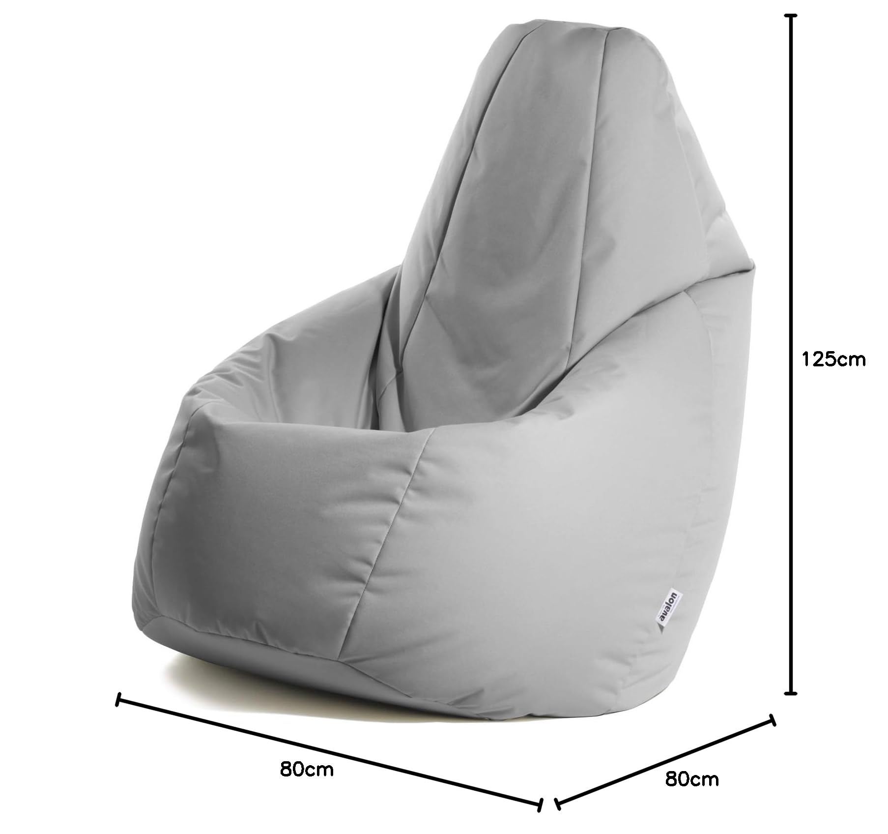 Avalon - Puff Poltrona Sacco Grande L Jive Deluxe Sfoderabile, Pouf Sacco di Qualità Sartoriale, Bean Bag per Sedersi Ergonomico, Tessuto Antistrappo Impermeabile, Made in Italy(80x125cm-Grigio)