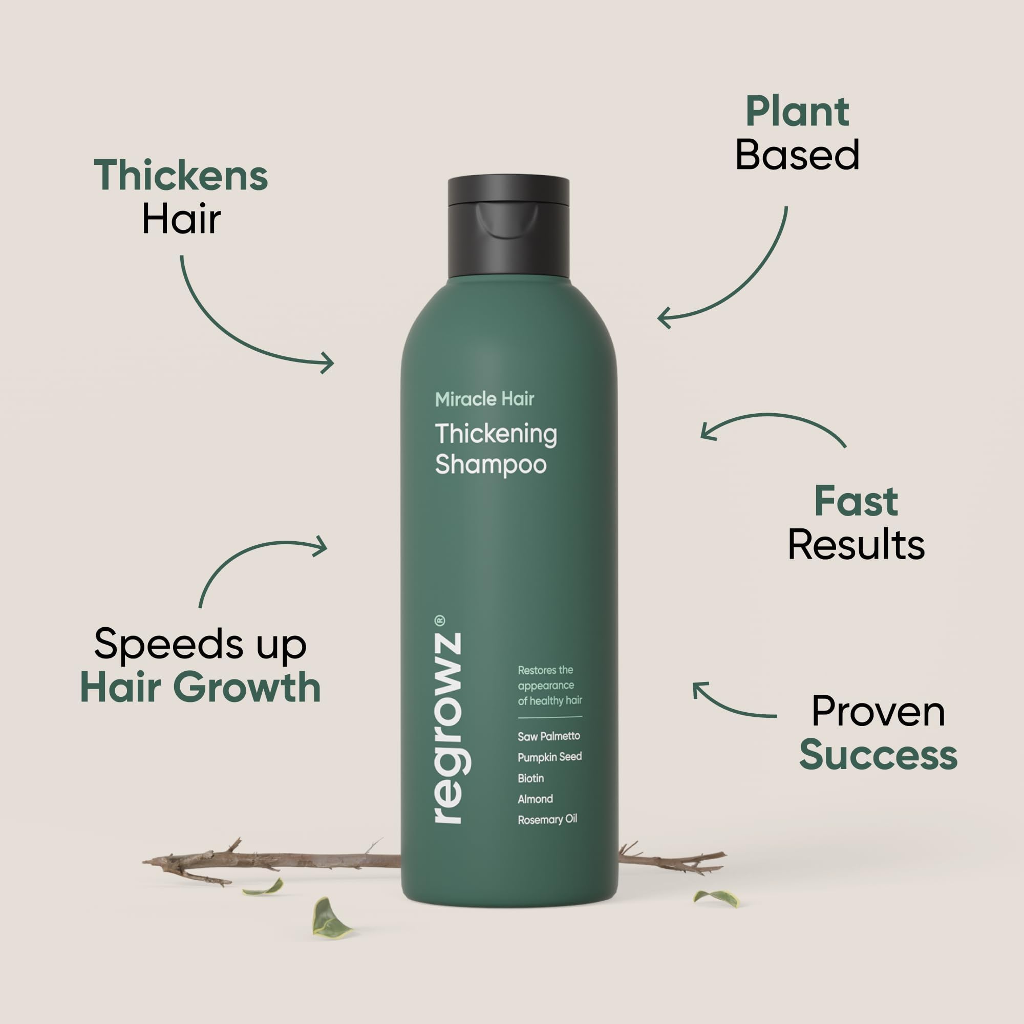 Regrowz Hair Thickening Shampoo 225ml x3, Biotin Hair Growth Shampoo for Women & Men, DHT Blocker & Sulphate Free - Image 2