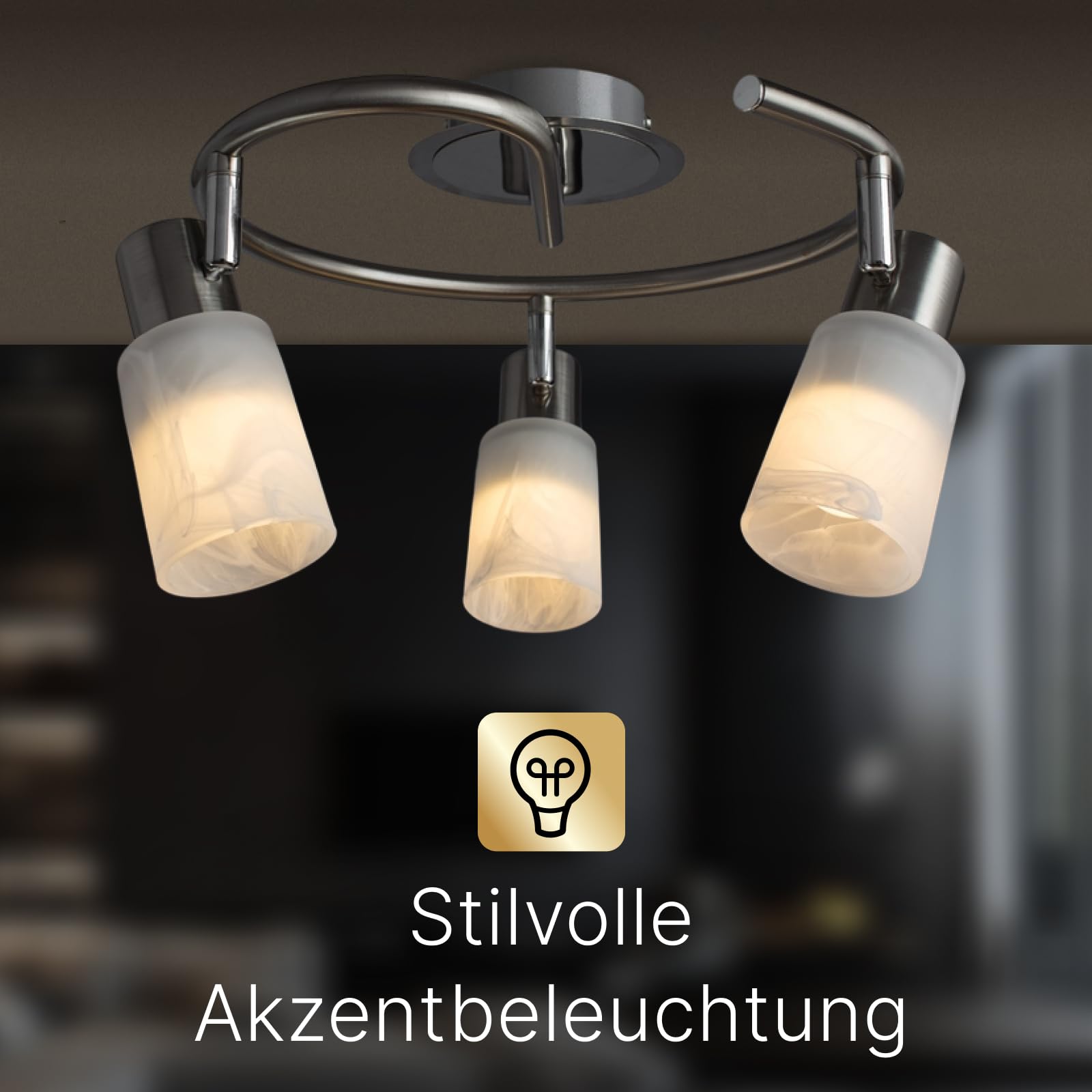 ARTE LAMP Deckenstrahler LED 3-flammig Moderne Deckenleuchte & Deckenspots für Wohnzimmer, Silber, Weiß, E14, schwenkbar, 30 x 30 x 18 cm