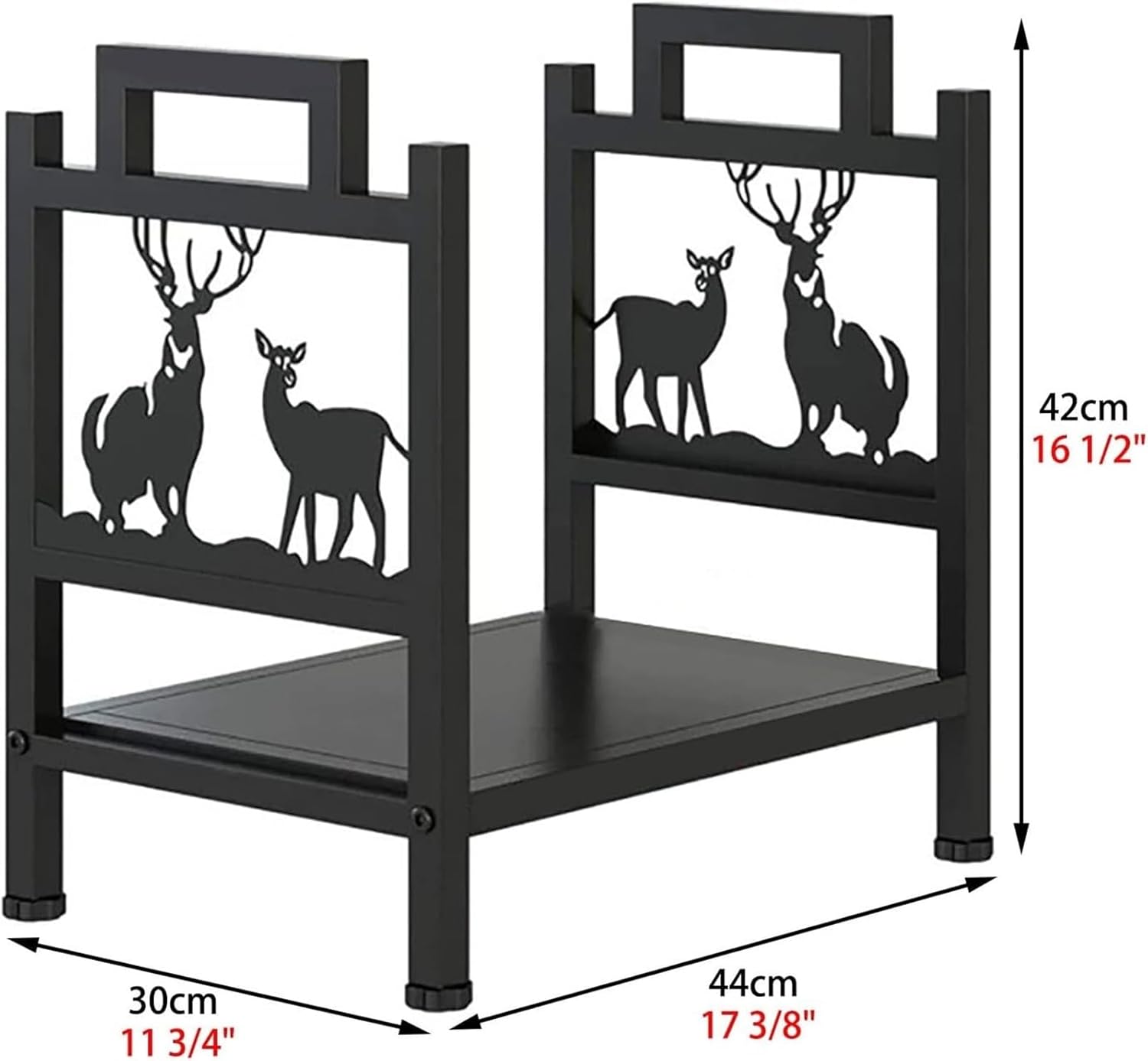 Firewood Log Holder Indoor Outdoor Metal Moose Pattern Fireplace Storage Stand