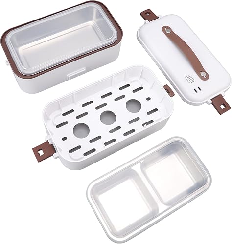 Miniatura 6 de Lonchera eléctrica  Calentador de comida rápida 3 en 1 portátil calentador de alimentos  a prueba de fugas, 2 compartimentos, calentador de almuerzo