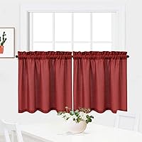 Vista 7 de NANAN Tier Curtains for Kitchen 24 Inch, Waffle Weave Textured Tailored Short Curtains for Bathroom Waterproof Window Covering Kitchen Cafe Curtains