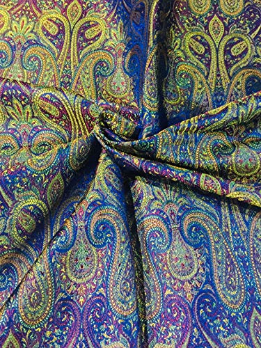 Tissu brocart de soie multicolore Jamawar pour robes de soirée