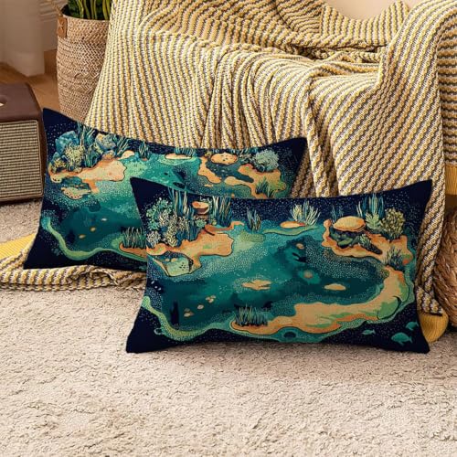 Housses de coussin lin corail 75x50cm Xlccaioo pour canapé de jardin extérieur - 5