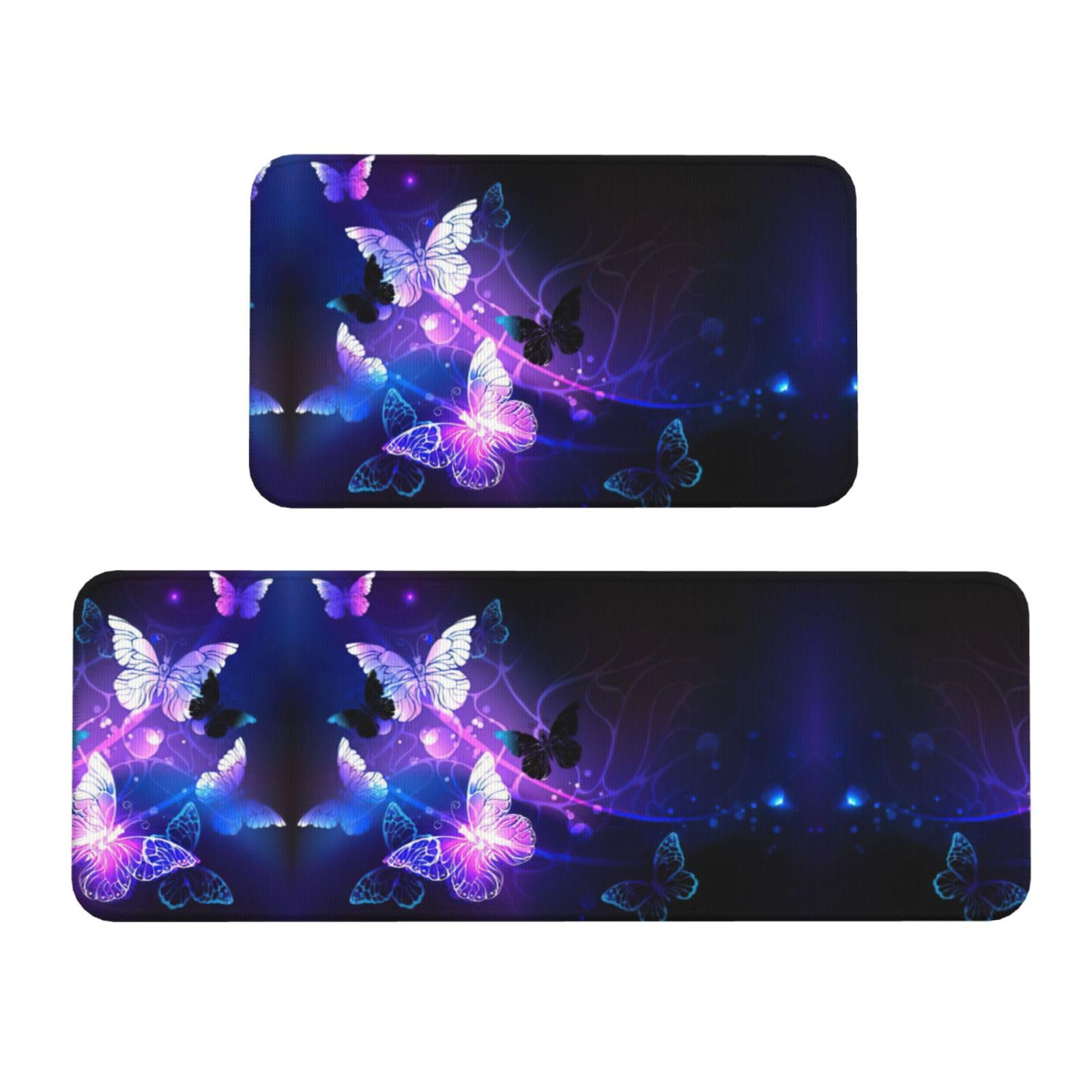 Tapis de cuisine antidérapants imperméables EdWal : lot de 2 motifs papillons
