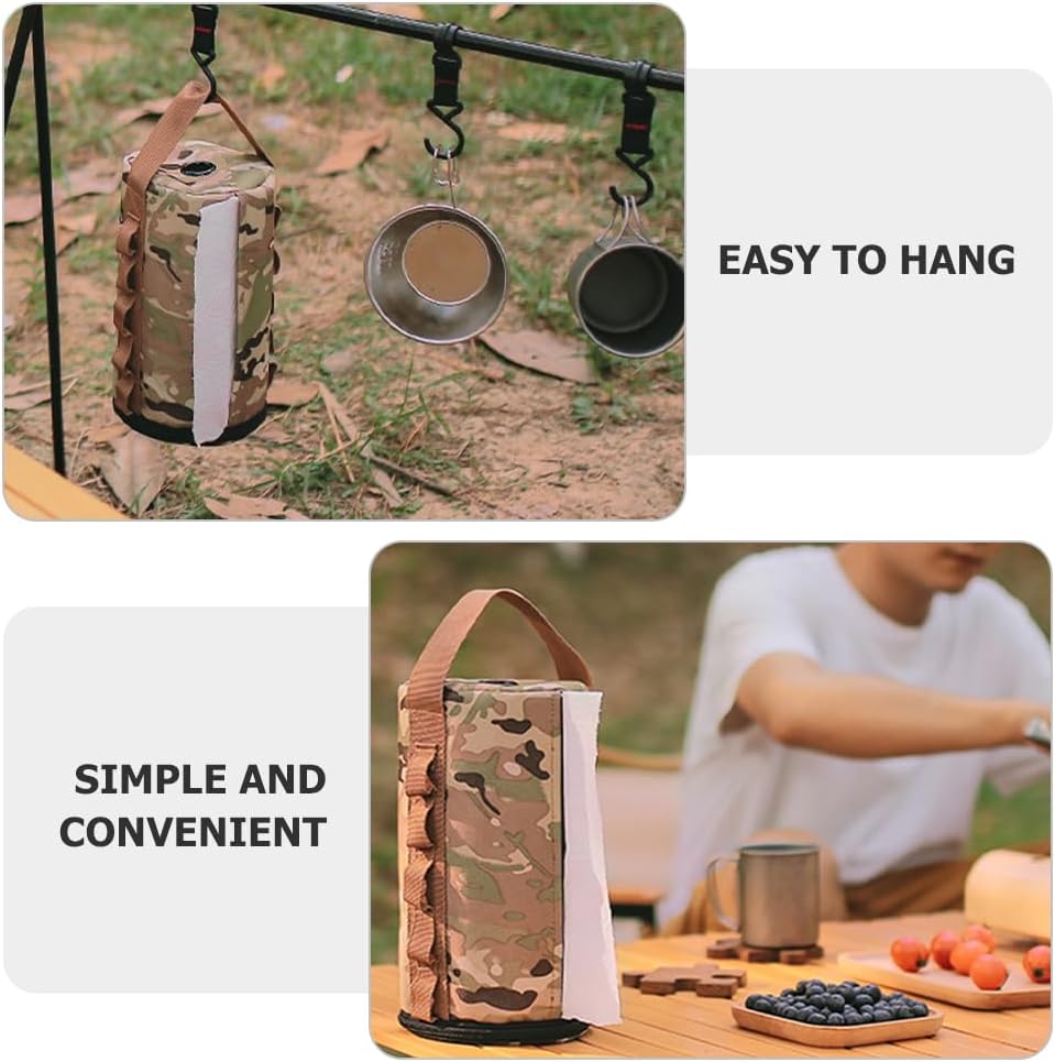 HOMSFOU Portable Tissue Holder with Zipper Closure 9.84In Travel Paper Towel Box Hanging Storage Organizer for Outdoor Camping and Kitchen Use
