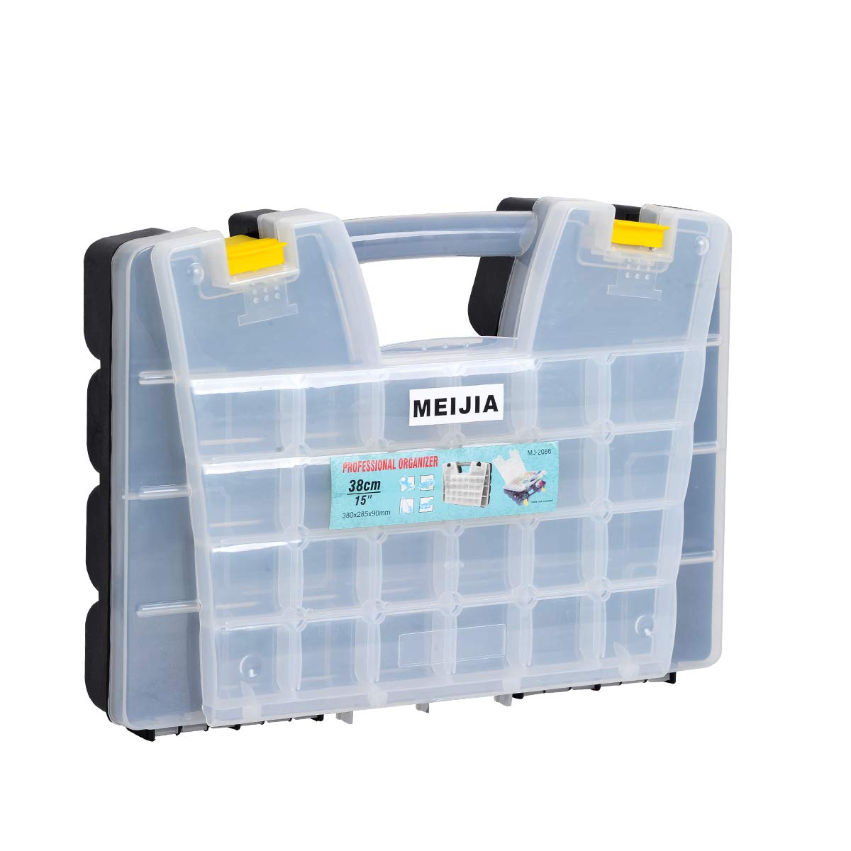 MEIJIAPlastic Tool Organizers With Removable Dividers,Plastic Storage Organizer Box,15.16x11.22x3.35inches