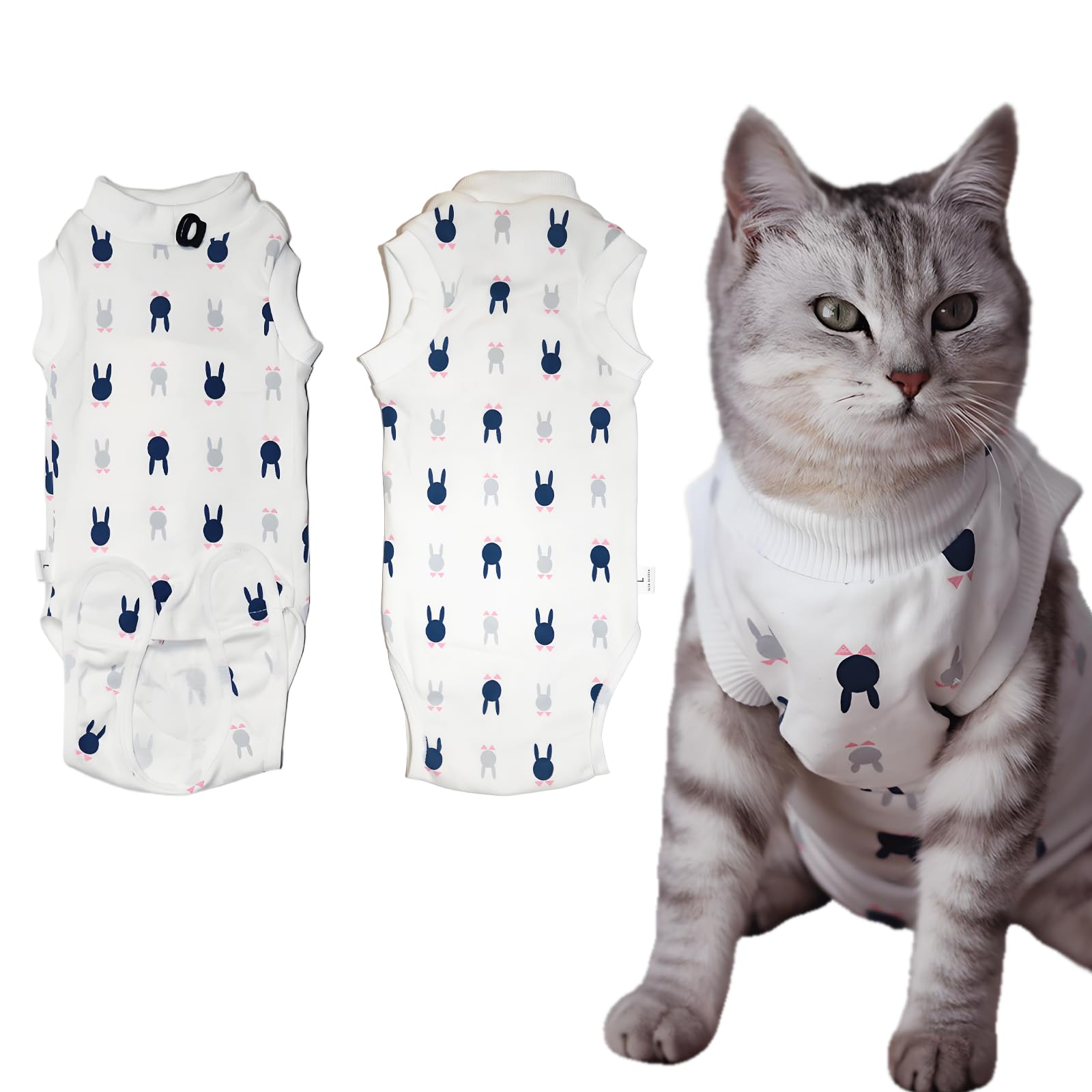 Cat Professional Recovery Suit,Body Suits for Abdominal Wounds or Skin Diseases,E-Collar Alternative for Cats, Onesie Cat Clothes After Surgery Collar & Cone Alternative — image 1