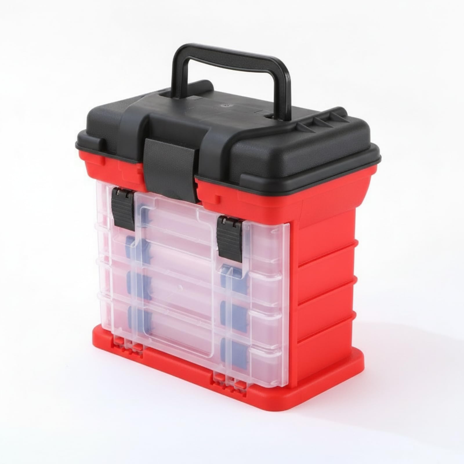 Boîte Pêche à Tiroirs Plastique Coffret Pêche Portable Cinq Niveaux, Rouge
