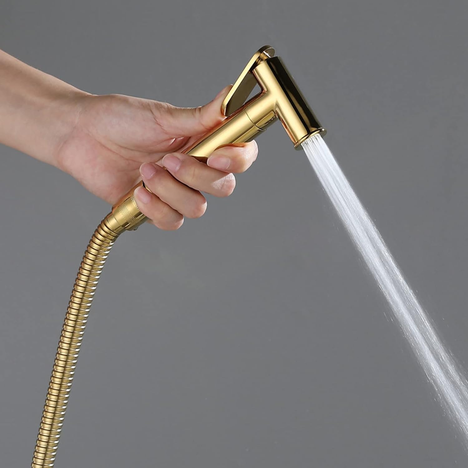 Handheld Bidet Sprayer Kit, Brass Faucet Sprayer Attachment for Toilet Mixed Bidet Faucet with Hot and Cold Water Single Handle Wall Mount Bidet Sprayer (Titanium Gold)