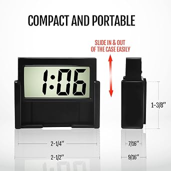 Betus Car Dashboard Digital Clock - Vehicle Adhesive Clock with Jumbo LCD Time & Day Display - Mini Automotive Stick On Watch for Car Truck Dashboard & Air Vent (Black Pack of 3)