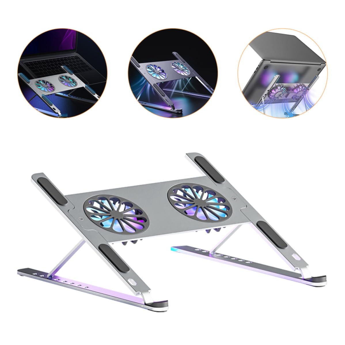 TOYANDONA Base Refrigeradora Portátil de Aleación de Aluminio Diseño Especial y Larga Vida Útil, Soporte Ventilado USB para Enfriar Computadoras Portátiles y Juegos