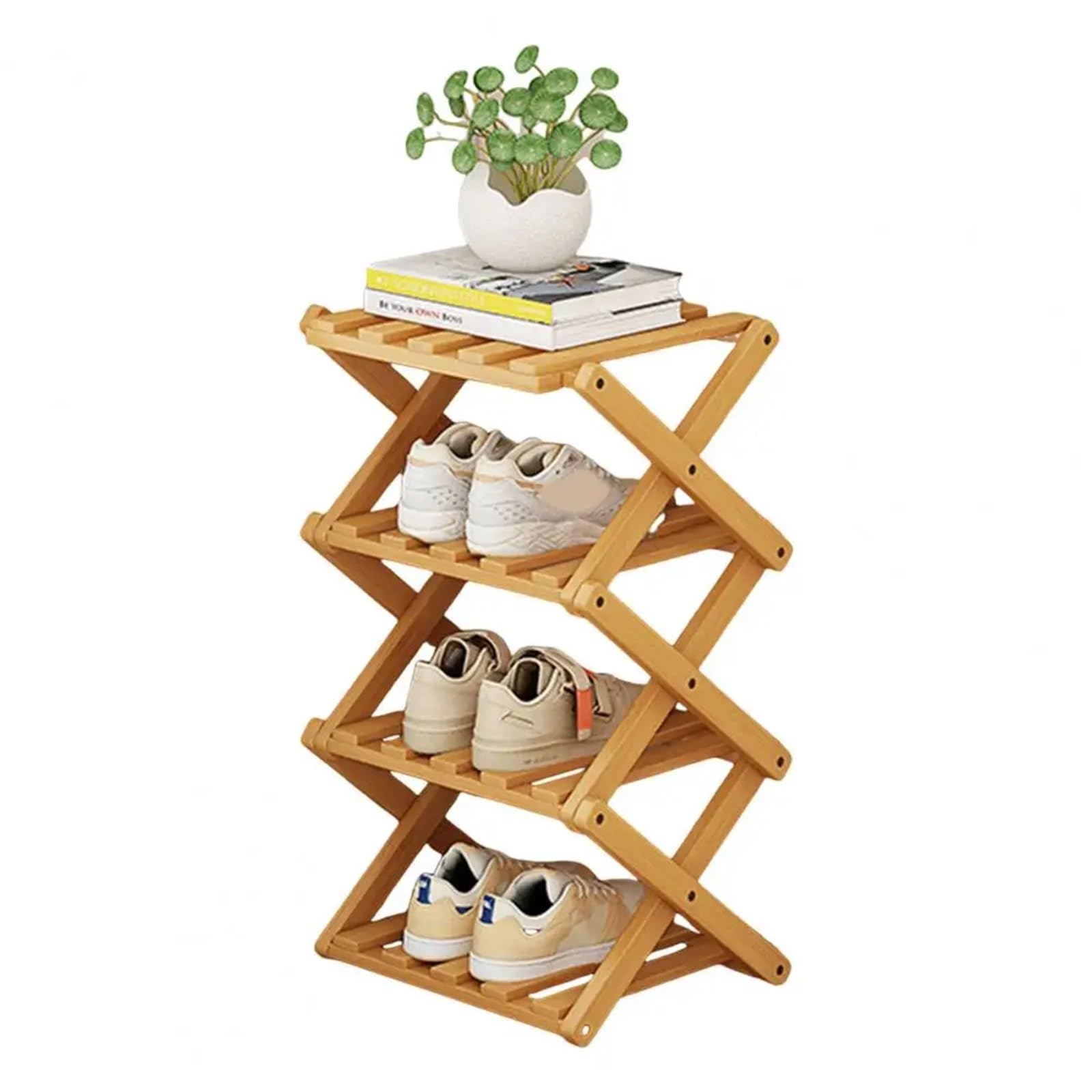 Étagère à chaussures pliable bois 4 niveaux pour sublimer votre entrée