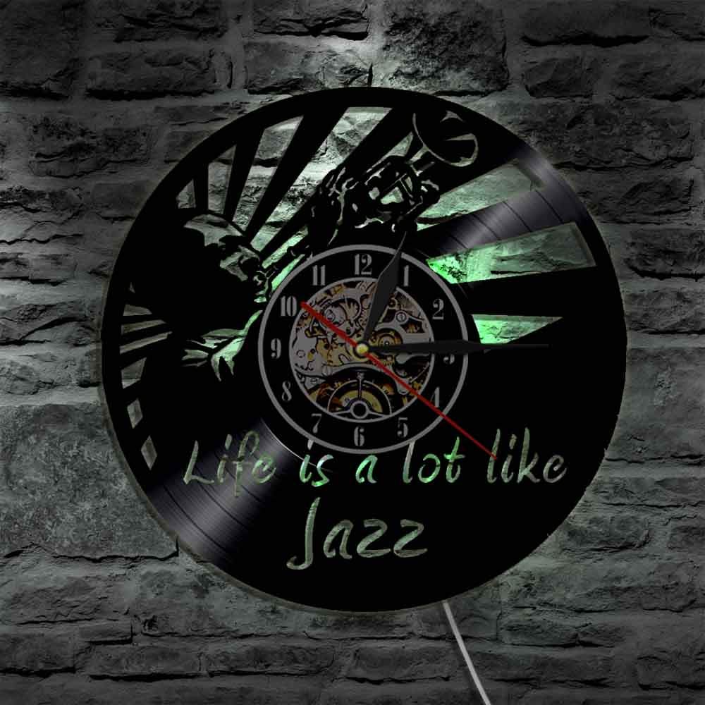 Il jazz è molto simile alla vita Orologio da parete Musica artistica jazz Orologio da disco in vinile Citazioni musicali Arte da parete Regalo per gli amanti del jazz Orologi da parete appesi Regali