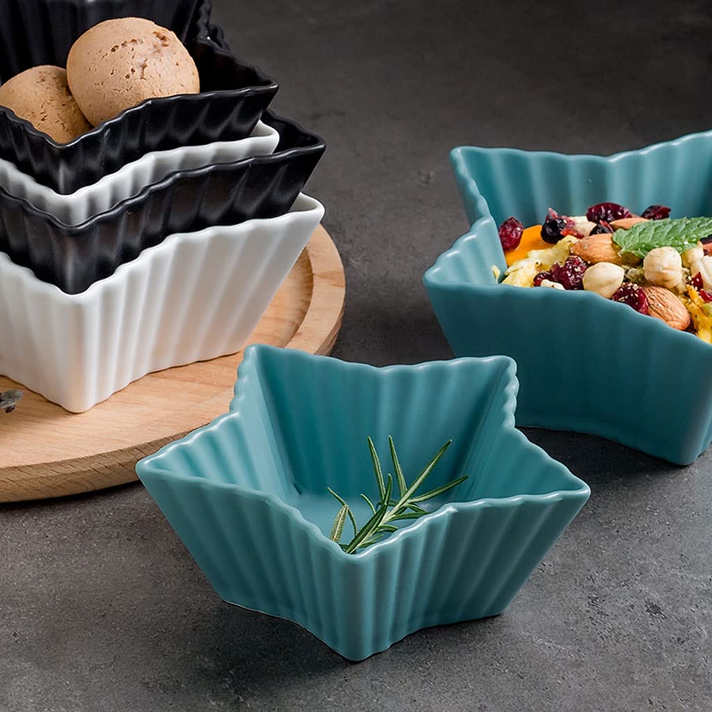 Mini talerzyki na przystawki, Ceramiczne naczynia na sos gwiazdowy do przystawek sushi, wielokolorowe, wiele rozmiarów(White,L)