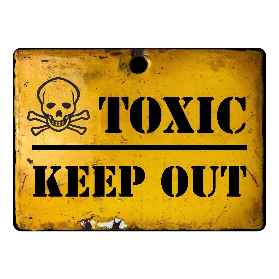 Old Rusty Retro Looking Sign. Toxic Keep Out. Antique Effect Sticker Ideal for a Bedroom Door. 200mm x 150mm Self Adhesive
