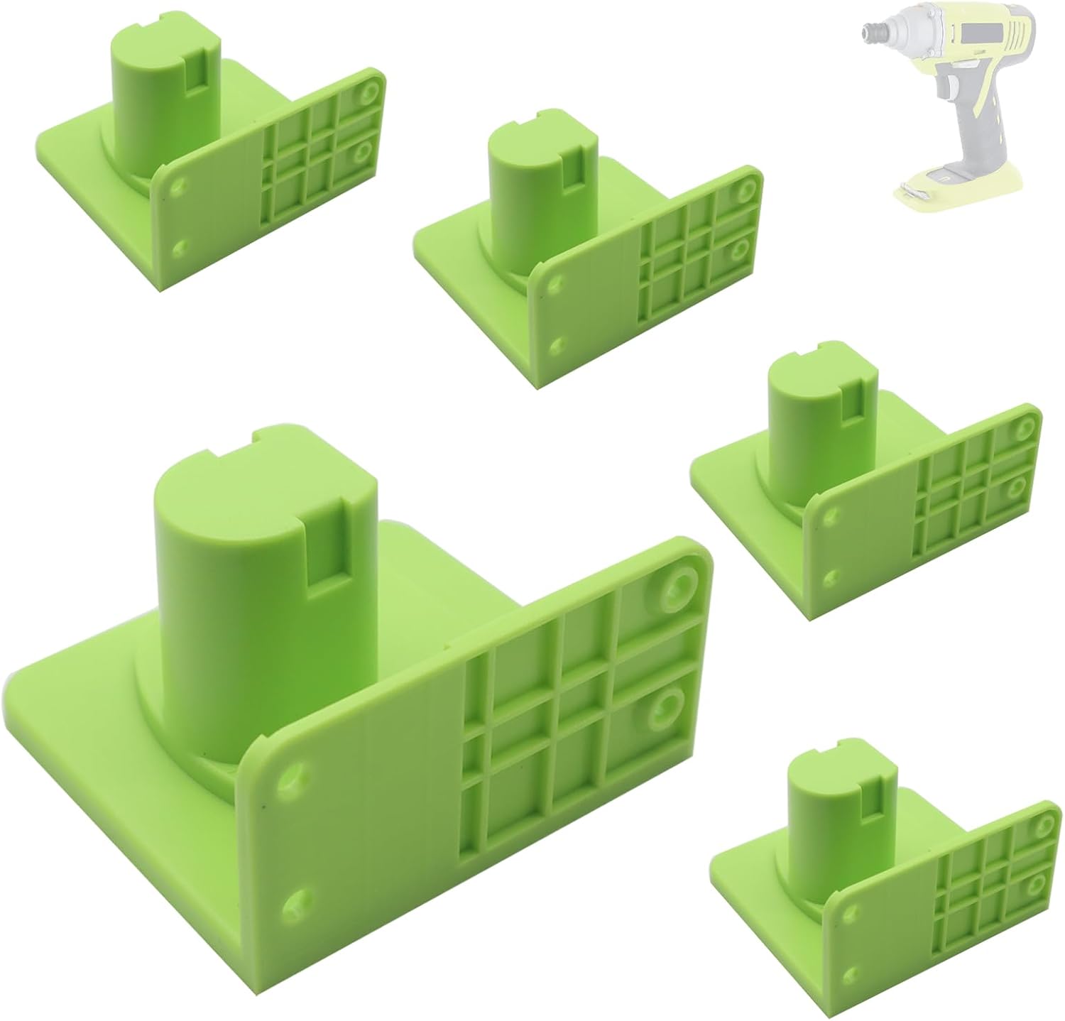 5-Pack Tool Holder Organizer Wall Mount Compatible with Ryobi One+ 18v Drill Tools， Durable Link Storage Shelf Tool Hanger