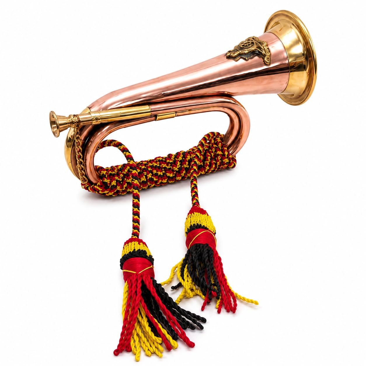 Bocina de señal de corneta de latón y cobre de 10.6 pulgadas con hermosa encuadernación de cuerda (11.75 pulgadas de largo diámetro de la bocina: 4 pulgadas)