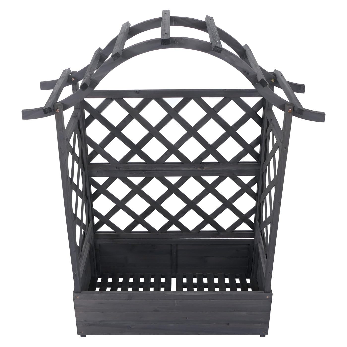 Mendler Hochbeet HWC-P66 138x110x44cm Holz - anthrazit-grau | Pflanz-/Blumenkasten, Pflanzkübel, Rankgitter, Rankhilfe, Spalier, FSC®
