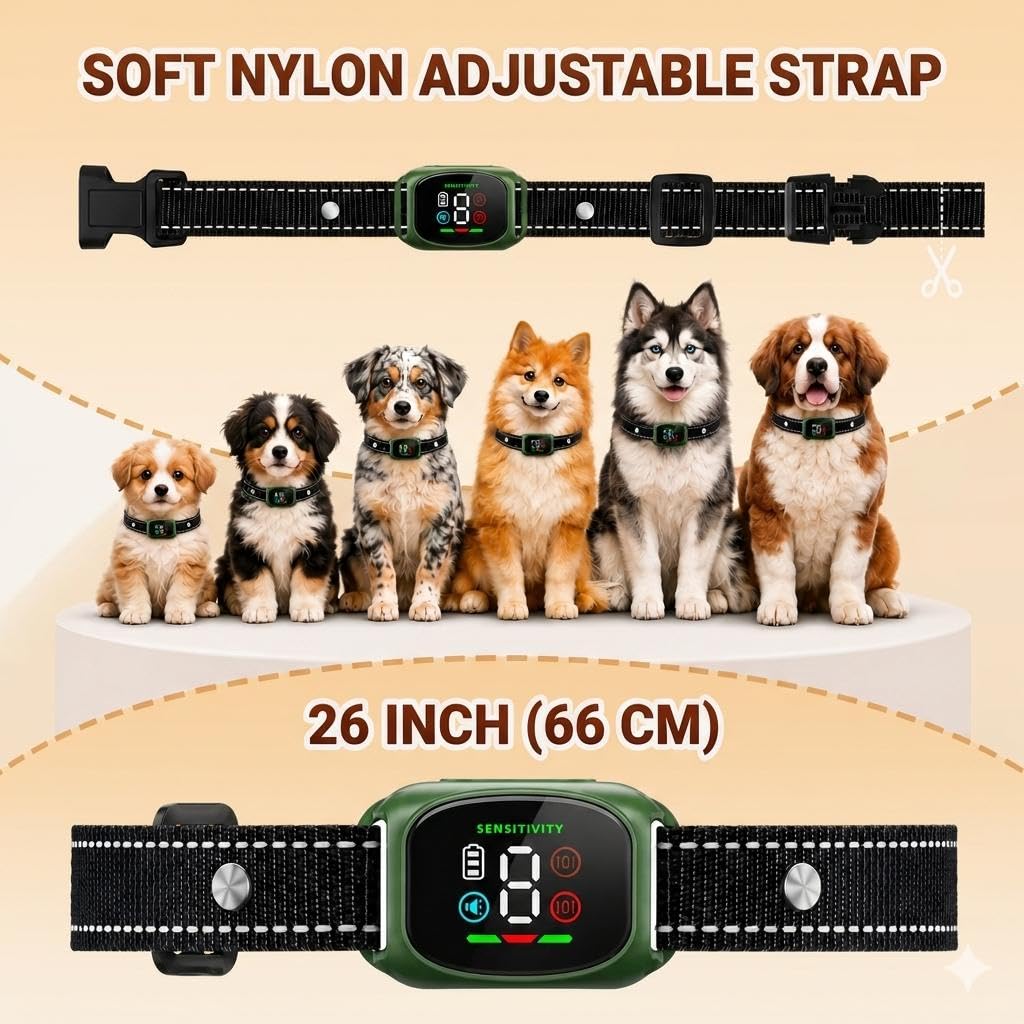 Collar antiladriods para Perros, sin Golpes, Recargable, 8 Niveles de sensibilidad, 4 Modos de pitido, vibración, bip+vibración/vibración Fuerte, Anti Bark Dog Collar, Waterproof