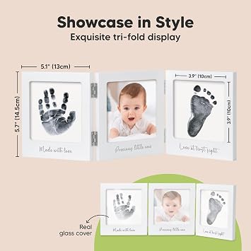 KeaBabies Inkless Baby Hand And Footprint Kit Frame and Baby Handprint and Footprint Kit for Newborn Boys & Girls - Personalized Picture Frame - Inkless Kids Foot Print Maker, Keepsake Set
