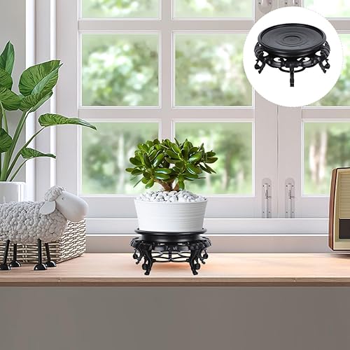 Miniatura 6 de 1 estante de exhibición decorativo para plantas en maceta, soporte tallado para macetas para el hogar y la oficina, elegante base de plantas para