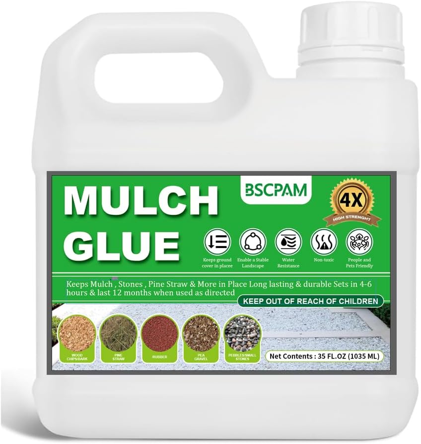 BSCPAM 1 Gallon Mulch Glue, Powerful Concentrated Mulch Glue for Landscaping Pea