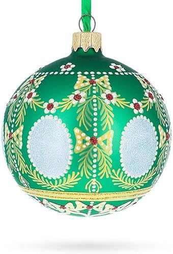 Miniatura 6 de Enchanting 1908 Alexander Palace Royal Egg Green - Adorno navideño de bola de vidrio soplado de 3.25 pulgadas