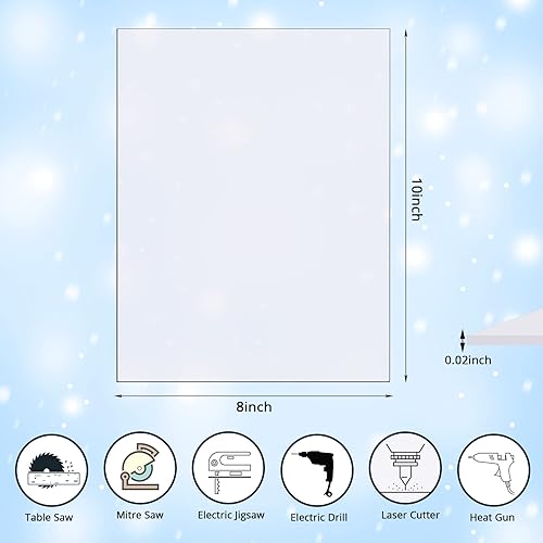Miniatura 2 de Zonon 5 hojas de policarbonato transparente de 8 x 10 x 0.02 pulgadas, láminas de plástico fino resistente con papel protector para manualidades,
