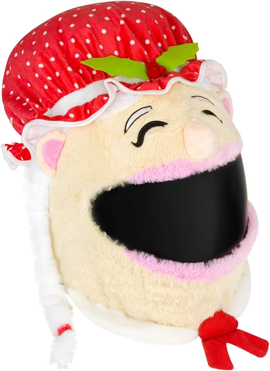 MotoLoot Helmet Cover for Motorcycle Helmet, Fun Rides and Gifts (Cover Only. Helmet Not Included) - Mrs Claus