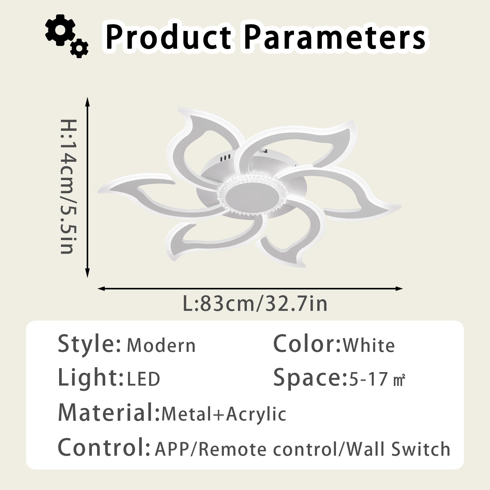 Kwiatowa Lampa Sufitowa LED Z Możliwością Nowoczesne Duże Lampy Sufitowe Przyciemniania 3000K-6000K Inteligentne Oświetlenie Sufitowe Z Pilotem Funkcja Pamięci APP Lampa Sufitowa Do Salonu-White