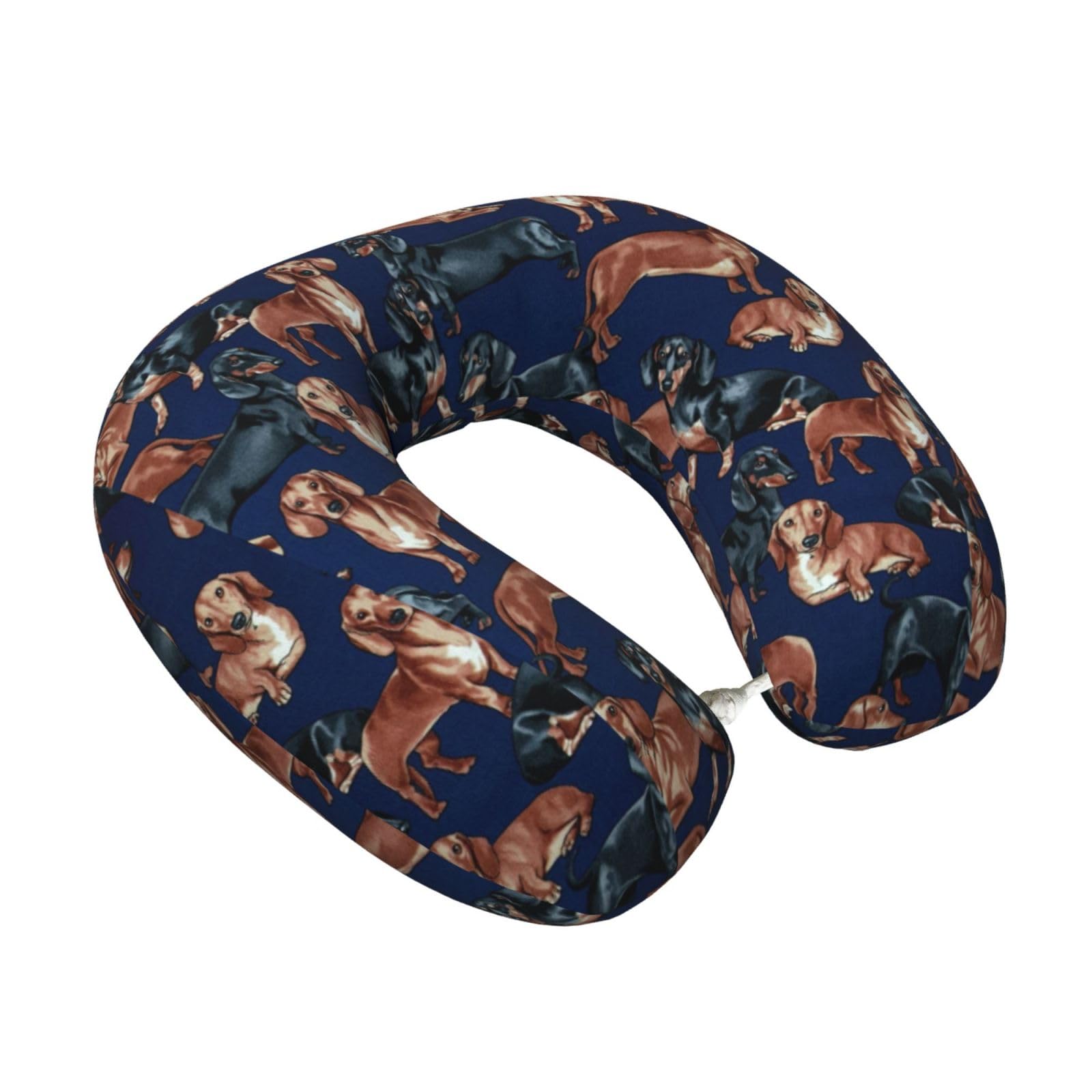 LKYMOH Dachshund Puppy, Travel Neck Pillow U-Shaped Memory Neck Support Soft Comfortable With Washable Cover For Airplane Car Traveling and Office