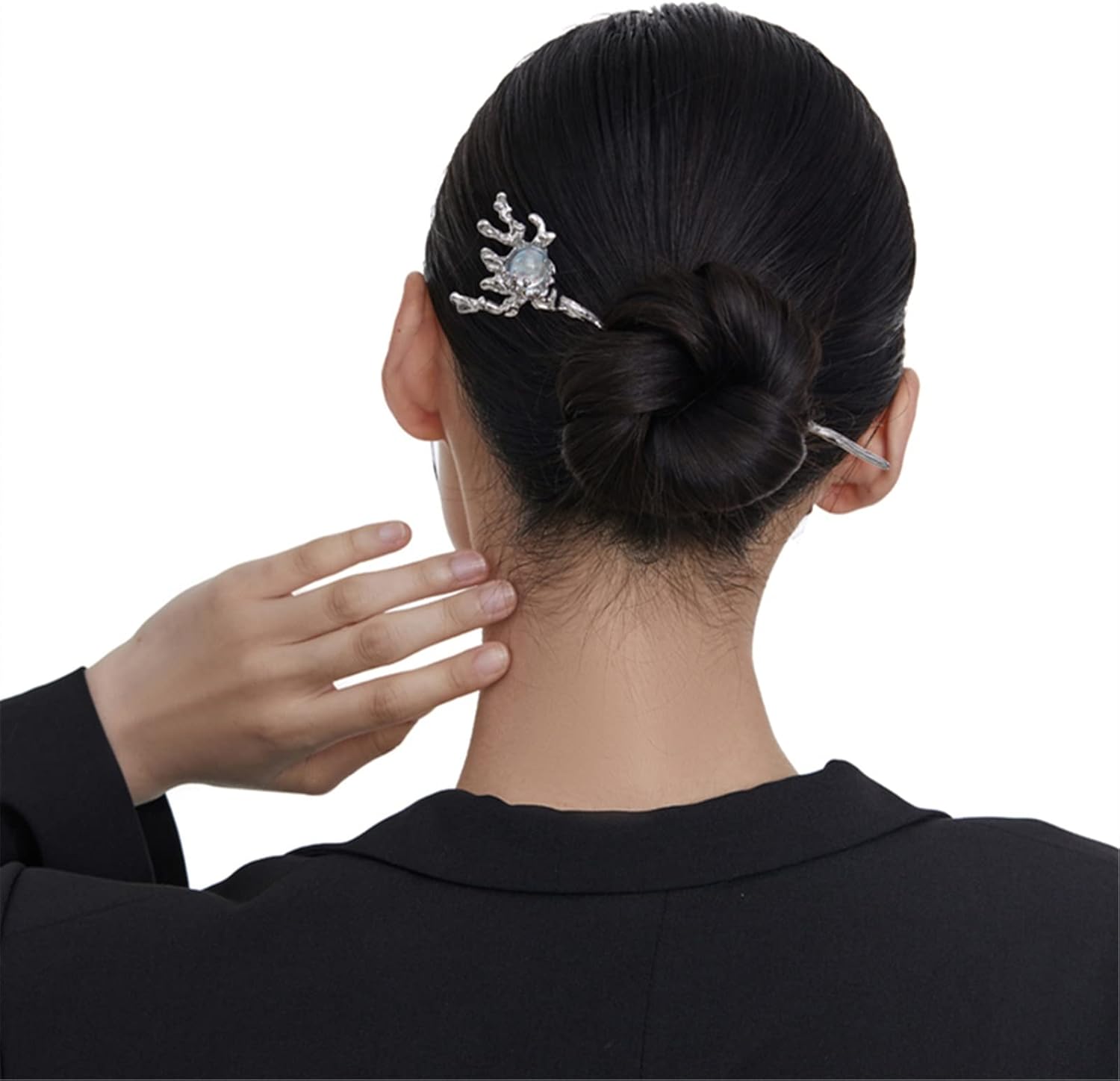 かんざし 簪 ムーンストーン フィッシュテール ヘアピン 中国の甘いクールなヘアアクセサリー ヘア DIY アクセサリー 髪留め 浴