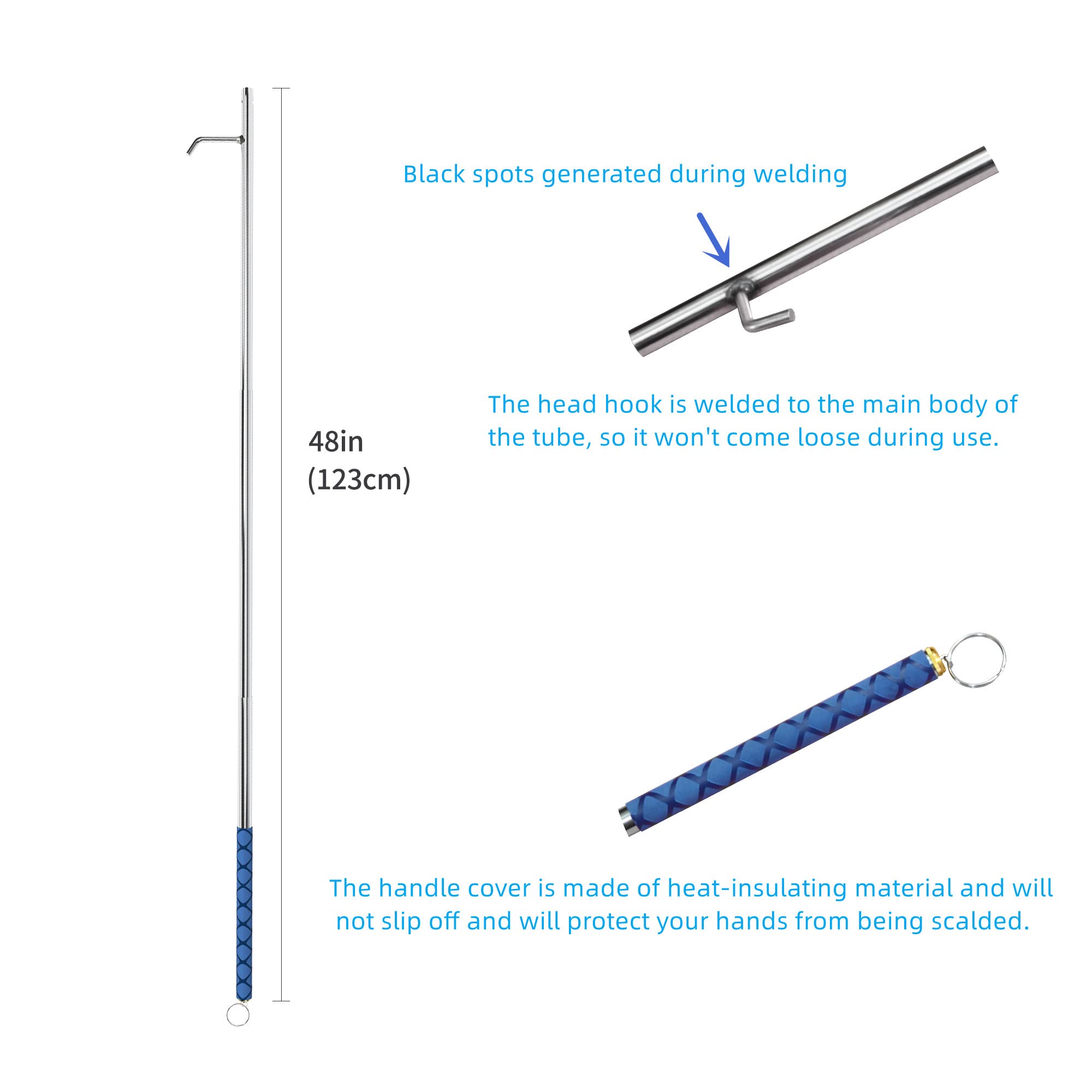 RAOMEIDE 48" Fireplace Poker Tools, Outdoor Fire Poker for Fire Pit