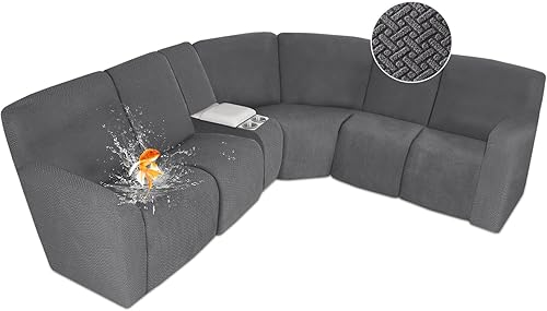 Miniatura 60 de ALIECOM Fundas 100% impermeables para sofá seccional reclinable en forma de L, funda elástica para sofá seccional reclinable de esquina, protector