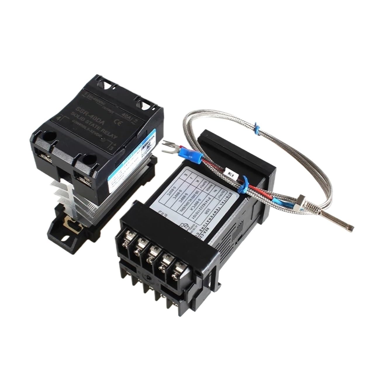 temperaturregler REX-C100 PID Temperaturregler 220 V 400 Grad Digitaler Thermostat Ausgang 40A SSR Thermoelement Typ K(B Set 1 SSR Output)