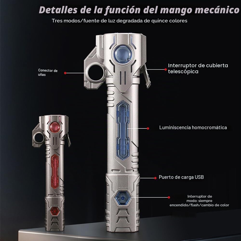 Sable de Luz, Espada Laser Star Wars Niños, 15 Colores Sonido de Combate Simulado, Espada Láser de Star Wars, Sable de Luz Led, Espada Láser Retráctil 2 en 1 para Niños (Mango Plateado)