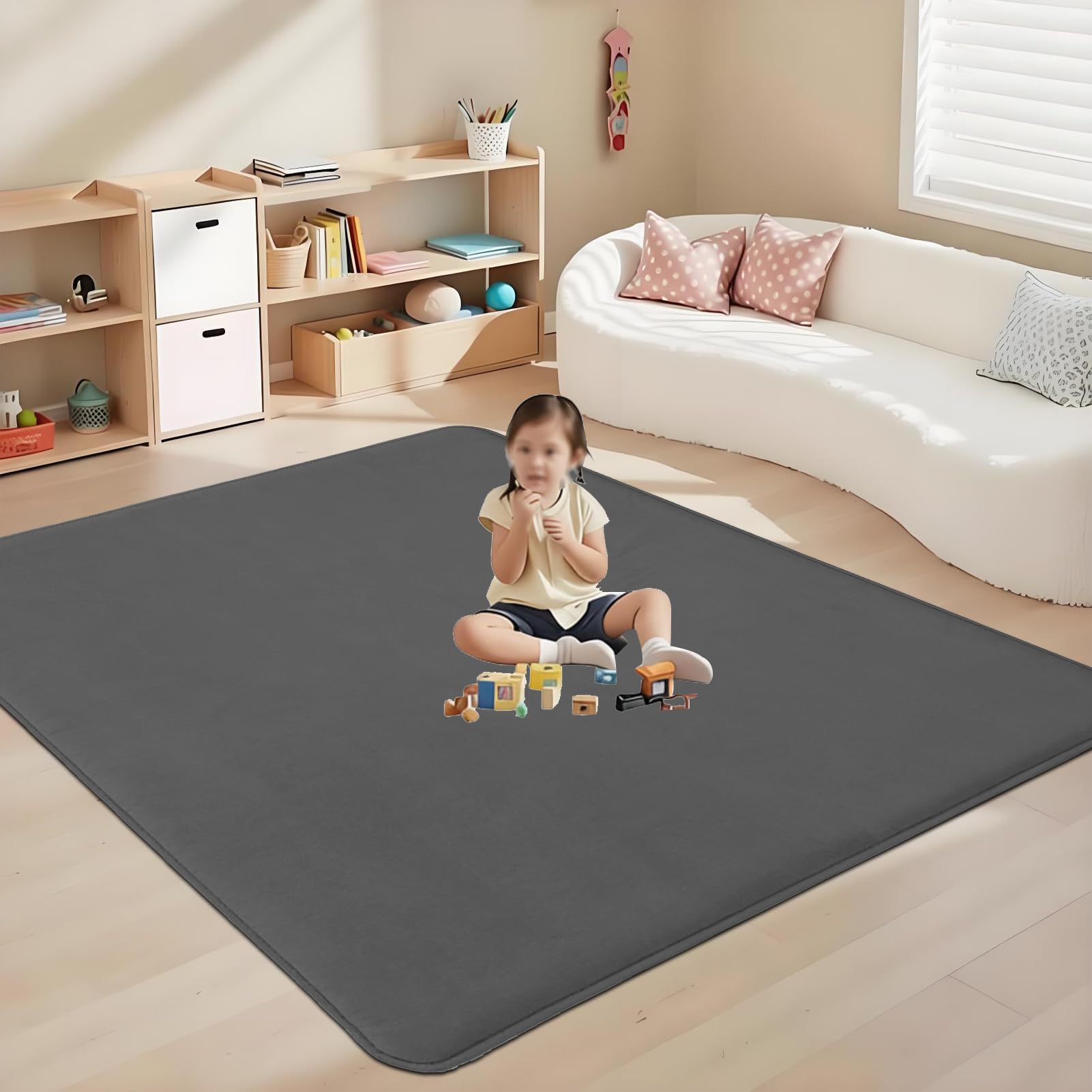 Baby Spielmatte, 3cm Dickes Extra groß Memory-Schaumstoff Matte für Bauchlage, Rutschfester Kinderteppich, Krabbelmatte, Tatami-Yogamatte, krabbeldecke für Baby 100 x 120 cm Dunkelgrau
