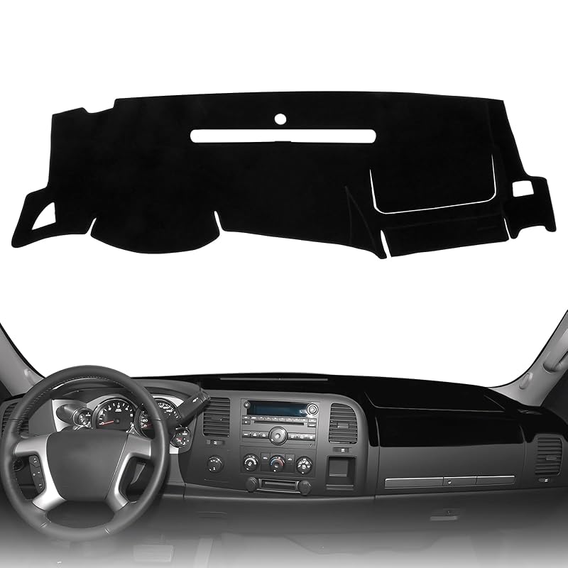 Capa para painel em poliéster compatível com Chevy Silverado e GMC Sierra 2007–2013 com dois porta-luvas TUYICN