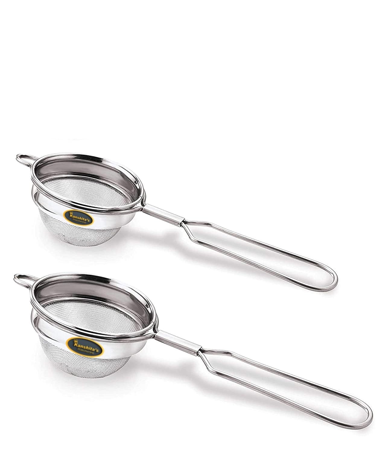 Kanshita’s Rasoiware Premium Stainless Steel Tea Strainer Set (7+8 cm) – Fine Mesh Chai Chhalni & Coffee Filter for Smooth Brewing