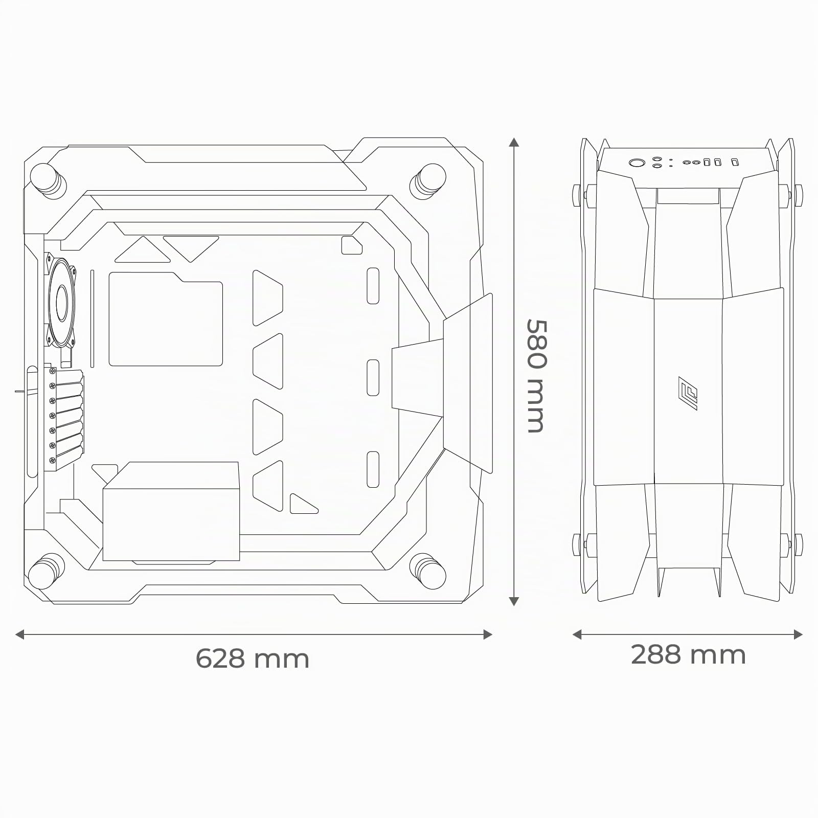 Noua Ego | Case PC Gaming Full Tower | Supporta E-ATX | 1.2mm SPCC | Ventola PWM ARGB | Supporta Radiatori da 360 mm | Pannelli Laterali in Vetro Temperato, Nero