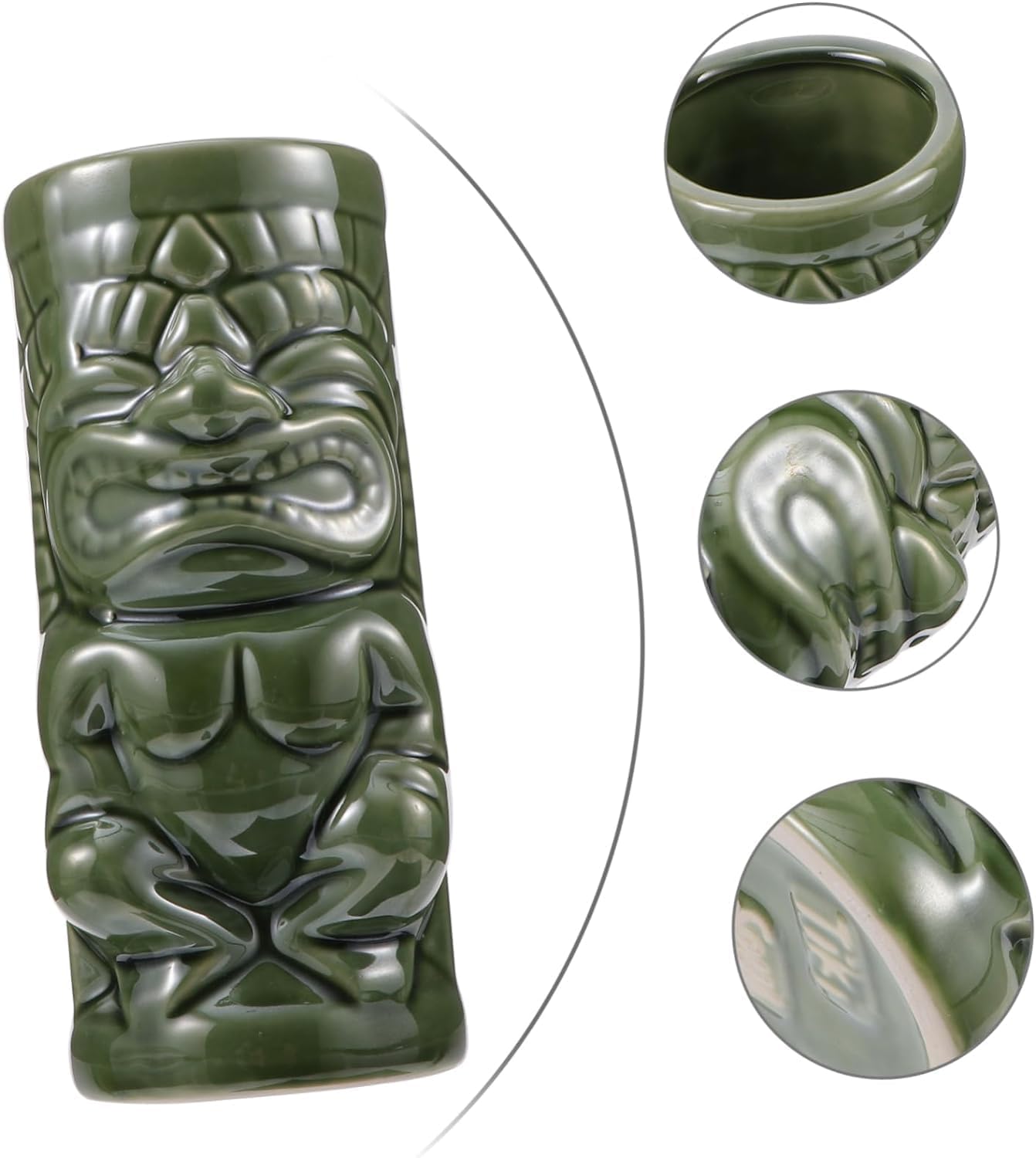 1pc Hawaiian Wine Glass Pineapple Tumbler Vintage Cocktail Glasses Halloween Mug Hawaiian Tiki Mugs Ceramic Cocktail Cup Ceramic Espresso Cup Standing Cup Cocktail Mug Water Cup ( Color : Green , Size
