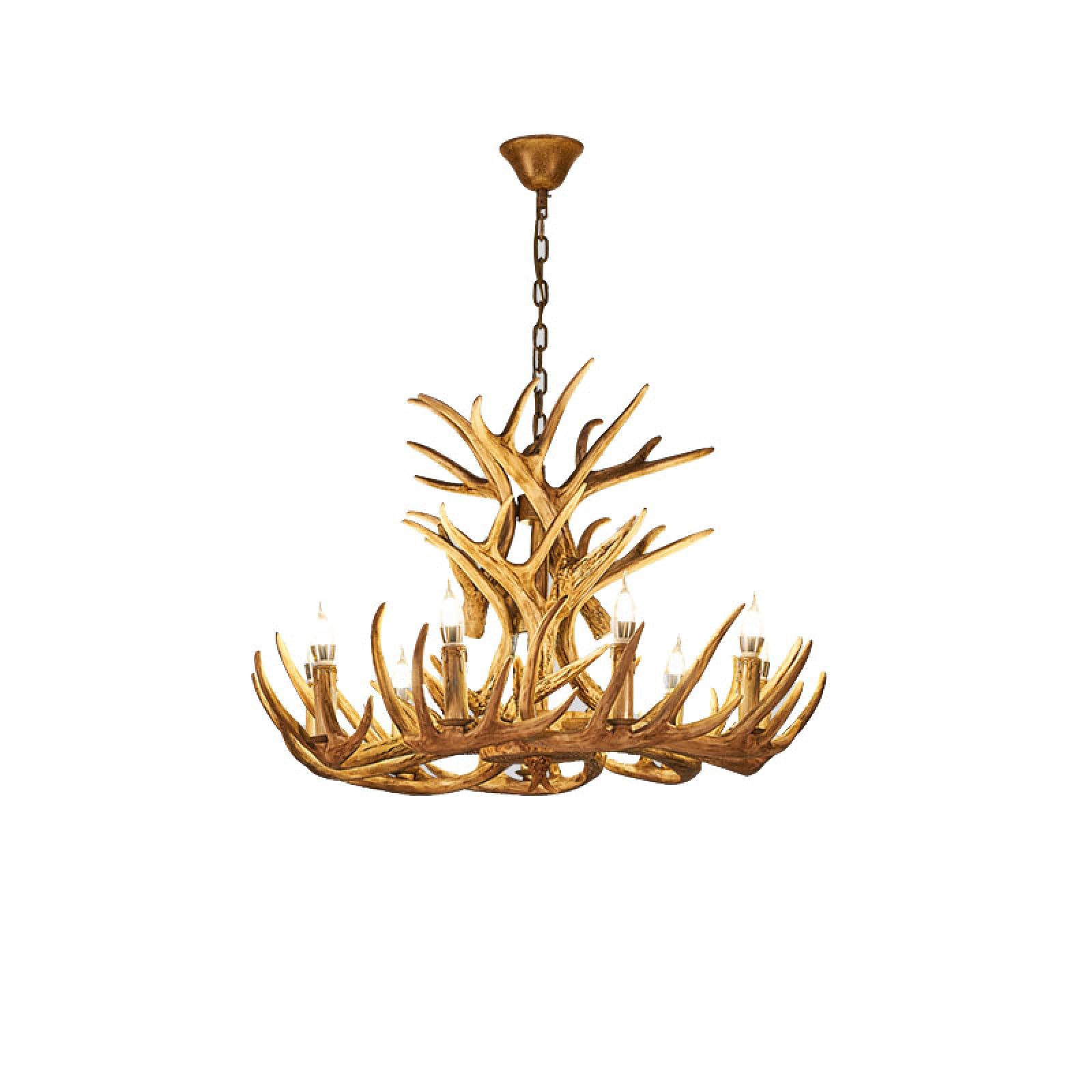 HYJAUSXB Chandelier,Faux stag Light Vintage Style rustic lamp,Rustic Hanging Lights for Dining Room,Living Room,Bar,Cafe,Corridor(C, Brown)